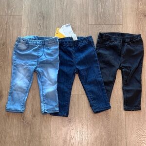 H&M Toddler Girl Denim Jeans Trio - Light Blue, Navy, and Black